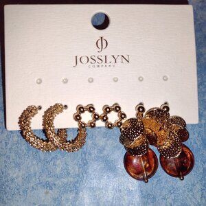 NWT Beautiful Gold and Amber Earrings by Josslyn